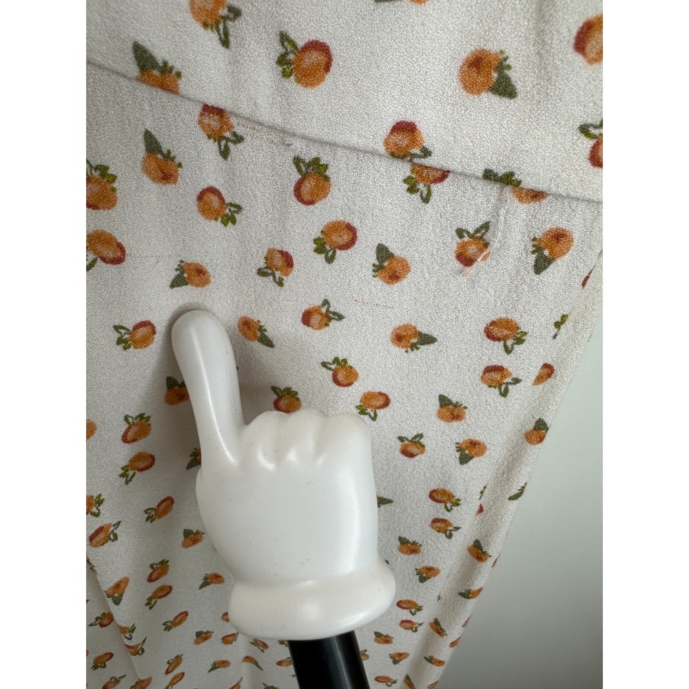 Free People Mia Short Sleeve Jumpsuit Ivory Peach Fruit Print Size 8 *Flawed - Picture 6 of 16